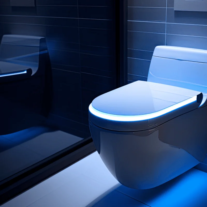 WC lavant lumineux dans une ambiance nocturne