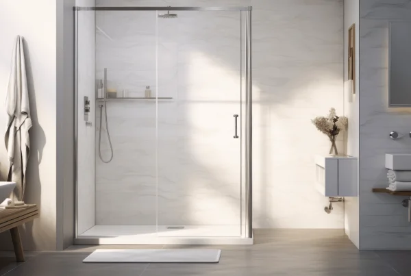 Porte de douche coulissante dans une salle de bain moderne