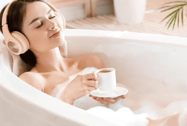 Personne se relaxant dans sa baignoire balnéo